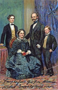 König Max II. und Marie mit den Söhnen Ludwig und Otto (AK gel 1900 Sammlung HK)