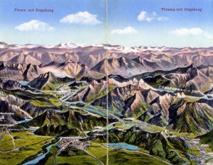 Ludwig erklomm schon als Kind die umliegenden Berge (Klapp-Postkarte um1900 - Sammlung: H.K.)